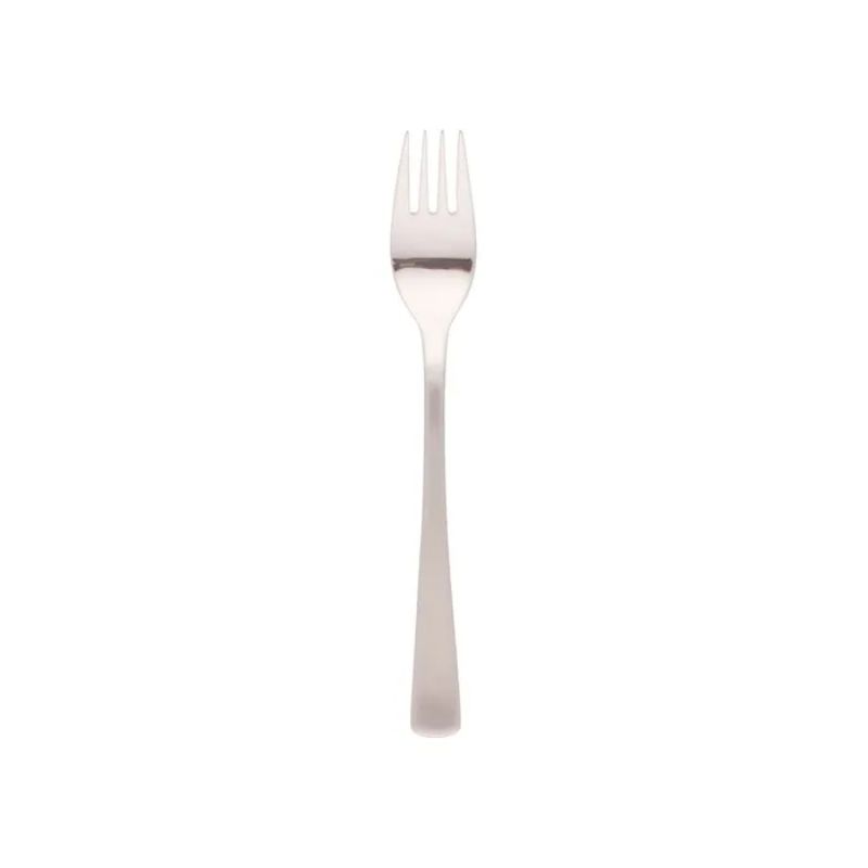 Elegant 18/10 stainless steel dessert fork with satin finish, 180mm long, perfect for enjoying sweets in style.