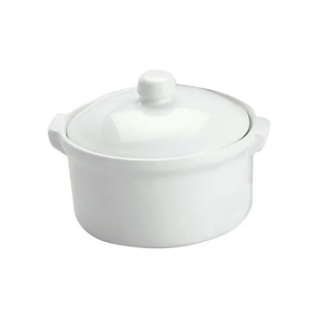 Durable 0.5ltr white vitreoceramic casserole, perfect for oven use, individual servings, and easy to clean.