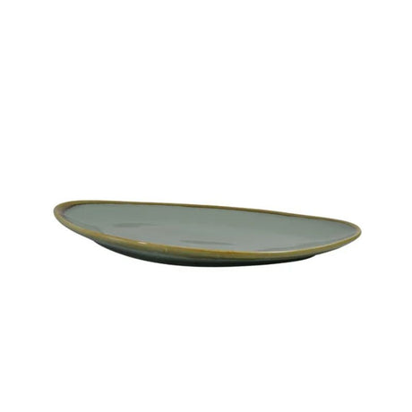 Aqua green triangular narrow plate, 350mm, perfect for serving appetizers and side dishes in style.