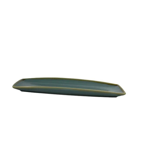 Marine blue rectangular platter (370x140x32mm) perfect for serving dishes, hors d'oeuvres, or desserts with elegance.