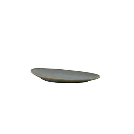 Storm grey triangular plate by TABLEKRAFT, 250mm, perfect for stylishly serving appetizers and main courses.