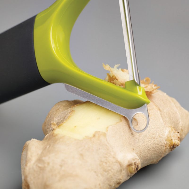 Joseph Joseph Multi-Peel Y Shaped Peeler with ergonomic handle, stainless steel blades, and built-in potato-eye remover.