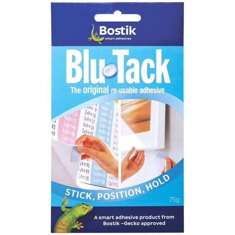 Bostik Blu Tack 75g, a versatile, reusable putty adhesive for hanging, organizing, and crafting without mess.