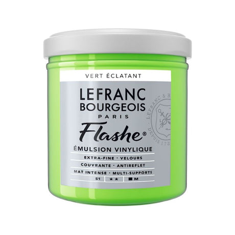 Vibrant 125ml LEFRANC & BOURGEOIS Flashe Acrylic Paint in Bright Green 554 S1, perfect for artists and crafters.