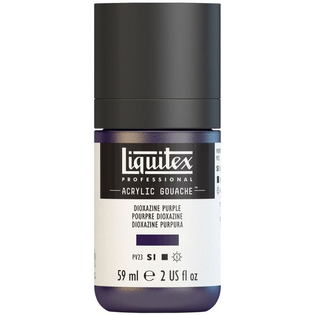 LIQUITEX 59ml Acrylic Gouache in Diox Violet 186 S1, showcasing vibrant, opaque color and smooth, matte finish for artists.
