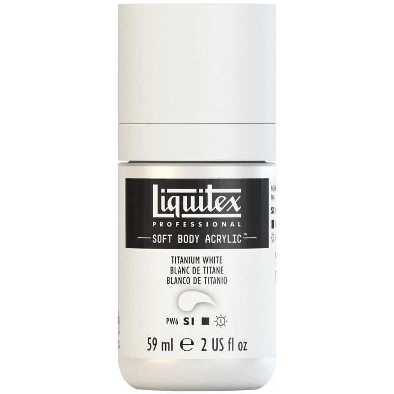 LIQUITEX PROFESSIONAL Soft Body Acrylic Paint in Titan White 432 S1, featuring a smooth, creamy texture and satin finish.