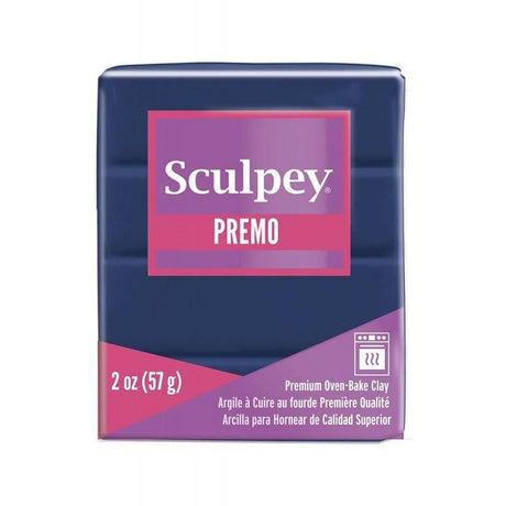 Navy Sculpey Premo 57g Oven Bake Clay, ideal for detailed sculptures and jewelry, blending creativity with durability.