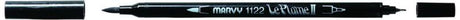 Dual tip black marker pen with brush and fine tips, ideal for blending, scrapbooking, and detailed artwork. Non-toxic, water-based.