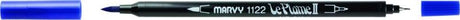 Dual-tip blue water-based marker pen with brush tip and fine tip for versatile art and crafting projects.