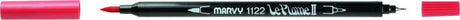 Dual tip Marvy Le Plume II marker in vibrant Carmine 19, perfect for blending, shading, and detailed artistic projects.