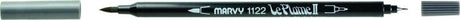 Dual-tip water-based marker in dark grey for artists, featuring a brush and fine tip for versatile detailing and blending.