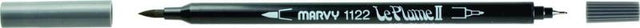 Dual-tip water-based marker in dark grey for artists, featuring a brush and fine tip for versatile detailing and blending.