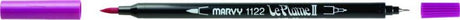 Dual tip Marvy Le Plume II marker in Iris Purple 55, featuring a brush tip for bold strokes and fine tip for details.
