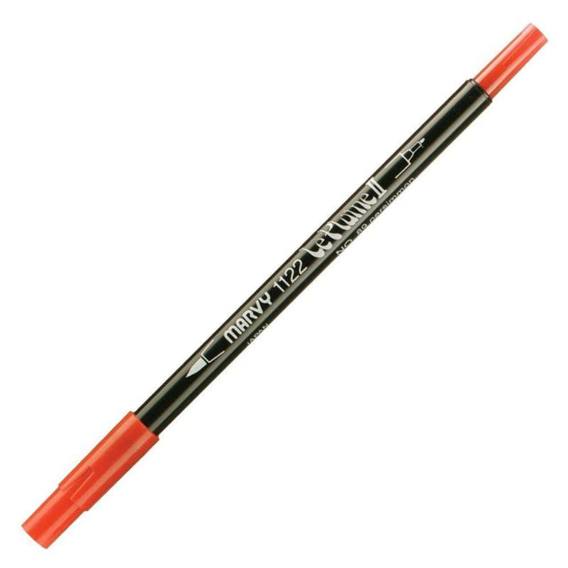 MARVY LE PLUME II Dualtip Marker in Persimmon 89, featuring a flexible brush and extra-fine tip for versatile coloring and artistry.