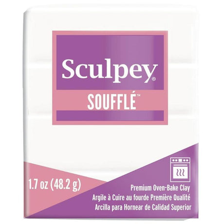 Lightweight SCULPEY SOUFFLE polymer clay in IGLOO, versatile for crafts with a suede finish after baking.