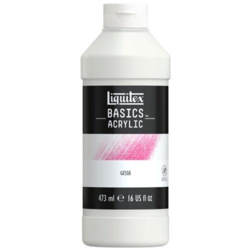 LIQUITEX BASICS GESSO, a high-quality opaque white primer for optimal paint adhesion and a professional finish.