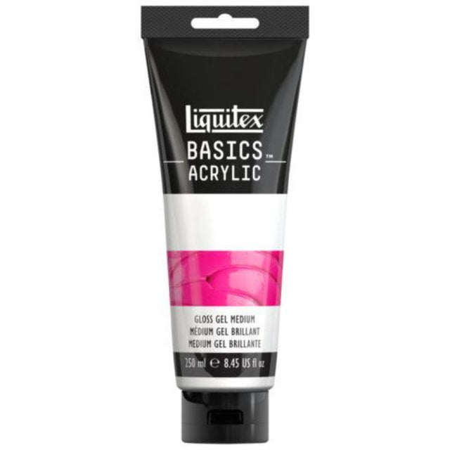 LIQUITEX BASICS 250ML - GLOSS GEL for glossy finishes and vibrant glazes, enhancing acrylic paint and mixed media projects.