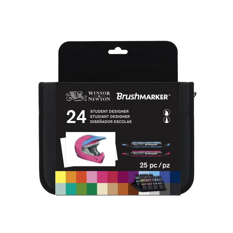 WINSOR & NEWTON Brushmarker Set of 24 vibrant, alcohol-based markers for artists and designers, perfect for blending and detailed artwork.