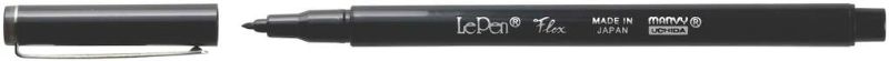 MARVY LE PEN FLEX MARKER in black features a flexible brush tip, ideal for precise hand lettering and detailed art projects.