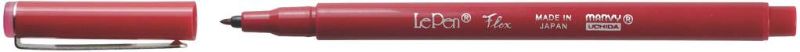 Vibrant red MARVY LE PEN FLEX MARKER with a fine rubber brush tip, ideal for hand lettering and detailed creative projects.