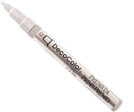 Silver MARVY DECO PREMIUM PAINT MARKER 250 perfect for calligraphy and intricate designs on various surfaces.