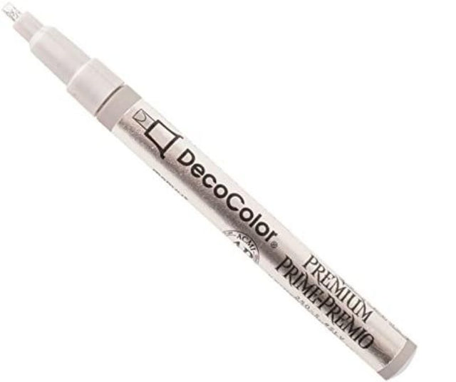 Silver MARVY DECO PREMIUM PAINT MARKER 250 perfect for calligraphy and intricate designs on various surfaces.