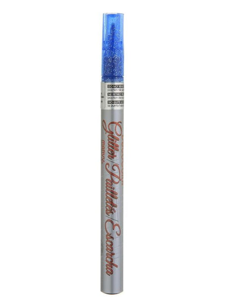 MARVY DECO BLUE 3 glitter paint marker with fine tip for vibrant, mess-free crafting on multiple surfaces.