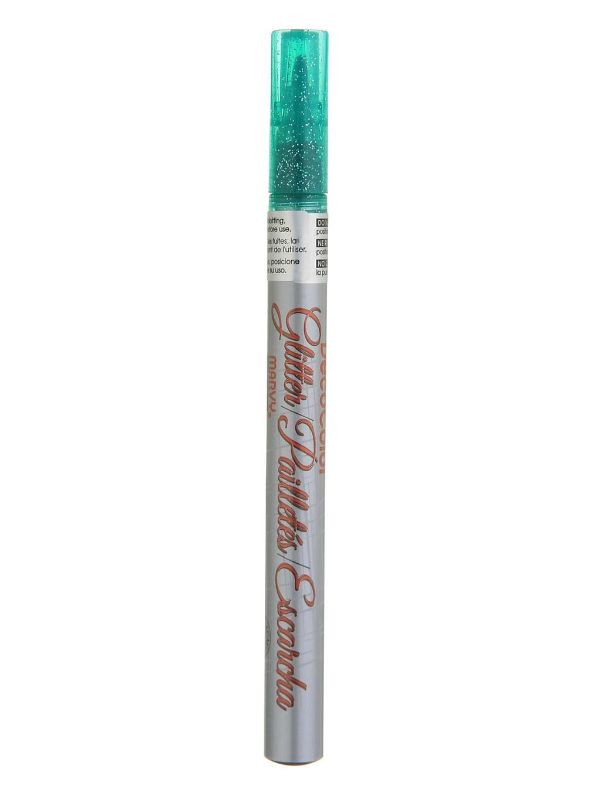 Vibrant green glitter paint marker ideal for adding sparkle to crafts, artworks, and DIY projects with precision.