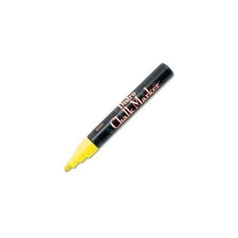 Fluro yellow Marvy Bistro Chalk Marker for vibrant designs on non-porous surfaces, easy to erase with a damp cloth.