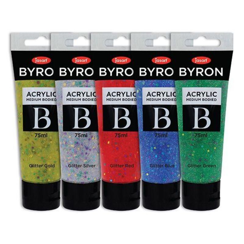 75ml glitter acrylic paint set of 5 from JASART, perfect for adding shimmer to various art projects.