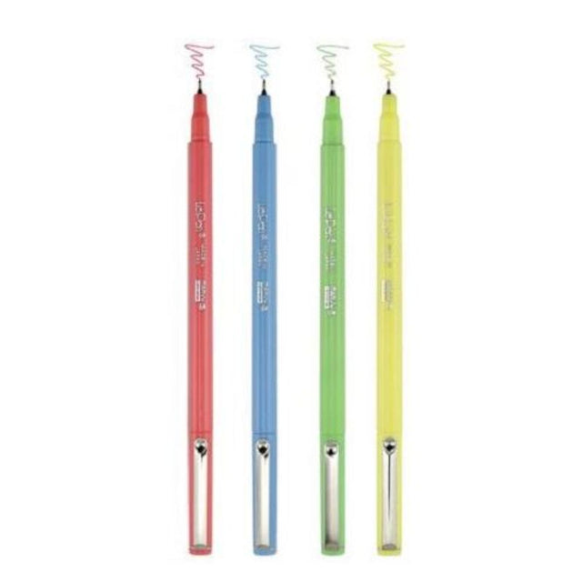 Set of 4 vibrant neon MARVY LE PENs with micro-fine tips, perfect for precise writing, journaling, and crafting.