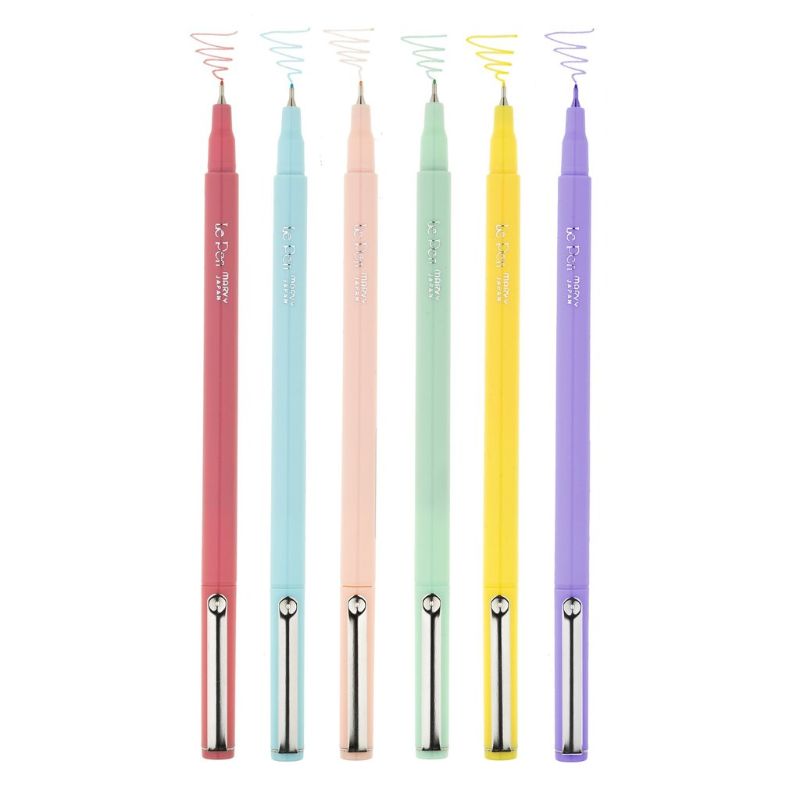 MARVY LE PEN SET of 6 pastel pens featuring micro-fine tips for precise writing and vibrant, acid-free ink.