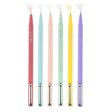 MARVY LE PEN SET of 6 pastel pens featuring micro-fine tips for precise writing and vibrant, acid-free ink.