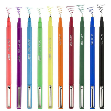 Vibrant MARVY LE PEN set of 10 neon pens featuring micro-fine points for precise writing and artistic creativity.