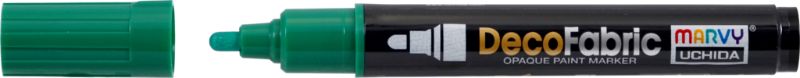 Green 4 MARVY DECO FABRIC PAINT MARKER, ideal for detailed fabric art projects, safe, durable, and vibrant color coverage.