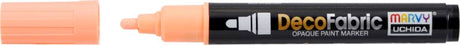 MARVY DECO Fabric Paint Marker #223 in vibrant FL Orange, featuring a fine point tip for detailed fabric designs.