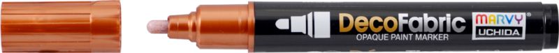 MARVY DECO Fabric Paint Marker #223 in Copper, perfect for detailed designs on fabrics, non-toxic and heat-set for durability.