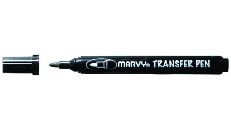 MARVY TRANSFER PEN #922 BLACK for creating vibrant designs on light fabrics with easy heat transfer from tracing paper.