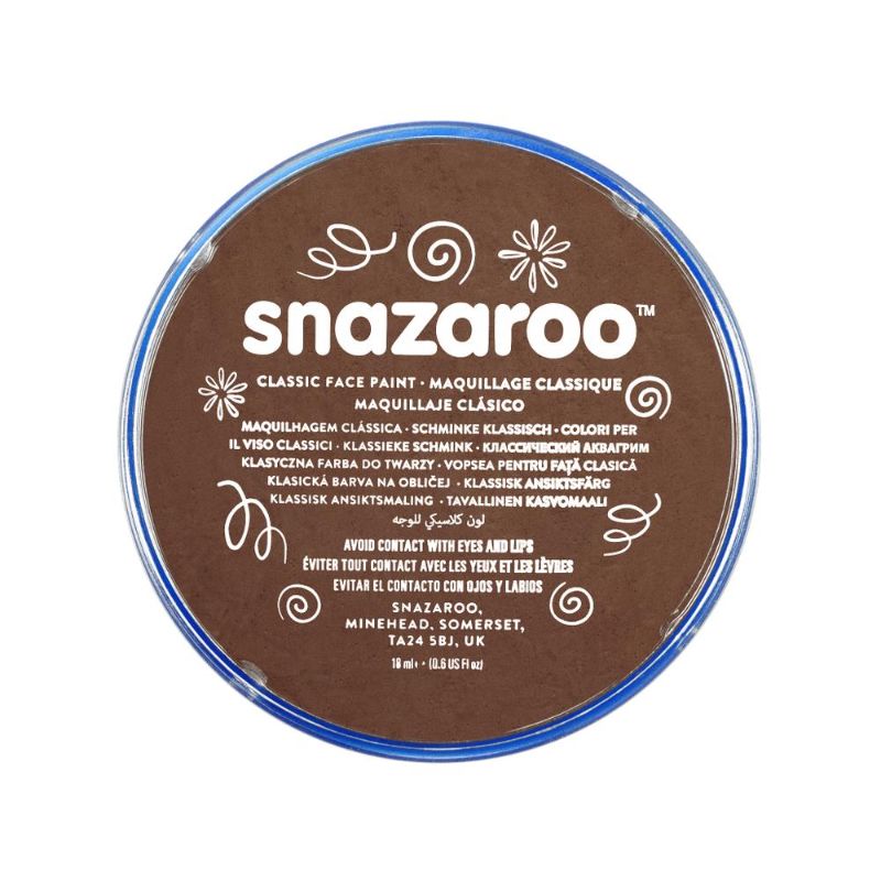 Light brown SNAZAROO face paint in an 18ml pot, perfect for safe, fun, and washable face painting for all occasions.