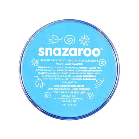 Vibrant turquoise SNAZAROO face paint in 18ml pot, ideal for creative play and easy wash-off after use.