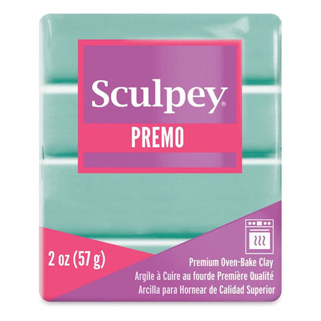 Mint green SCULPEY PREMO oven bake clay, versatile for detailed crafting, jewelry, and mixed media projects.