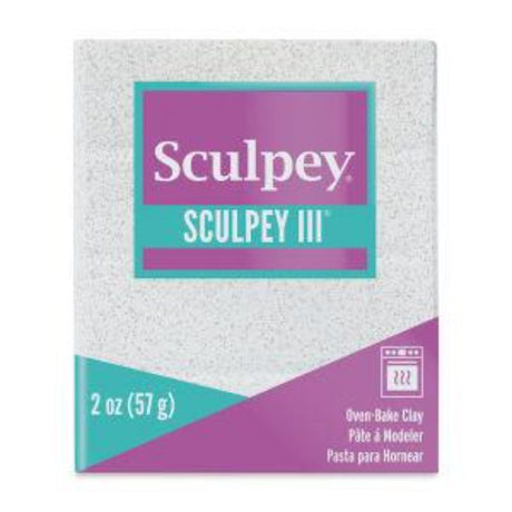 Sculpey III 57G in white glitter, a versatile, non-toxic clay for creative projects, perfect for DIY artists and crafters.