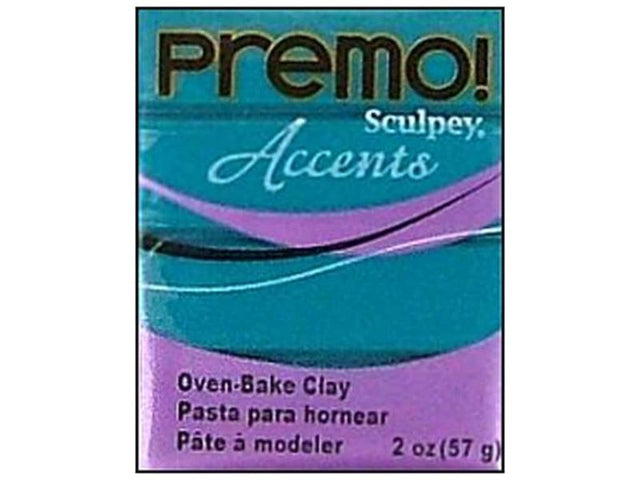 SCULPEY Premo Accent Polymer Clay in Peacock Pearl 5038, featuring a unique shimmer for crafting beads, figurines, and jewelry.