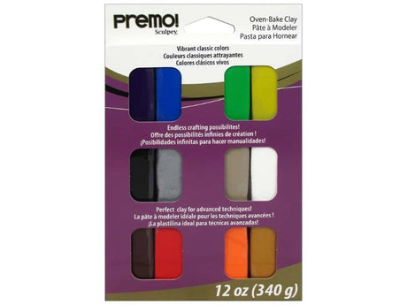 Vibrant 12-color polymer clay set for artists, perfect for jewelry making and crafts, smooth texture, durable after baking.