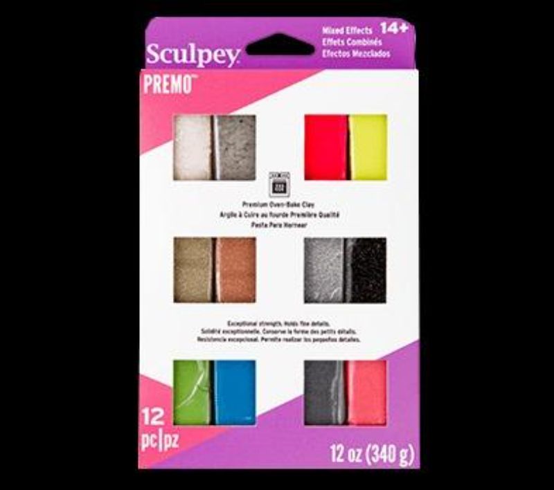 SCULPEY PREMO ACCENTS OVEN BAKE CLAY MIXED SET OF 12 -