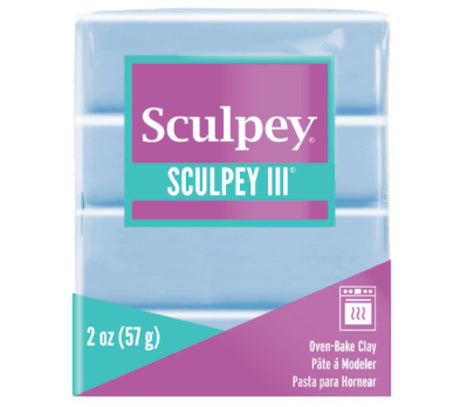 Sky Blue 114 Sculpey III oven-bake clay, ideal for crafting, easy to mold, and perfect for jewelry and decor projects.