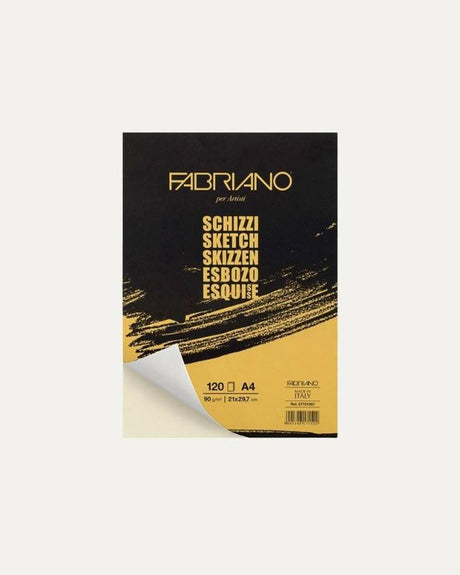 Premium FABRIANO SCHIZZI sketch pad with light grain, pale ivory shade, perfect for various artistic mediums.