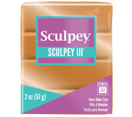 SCULPEY III 57G in GOLD, a versatile oven-bake clay ideal for crafting, modeling, and jewelry-making with a vibrant finish.