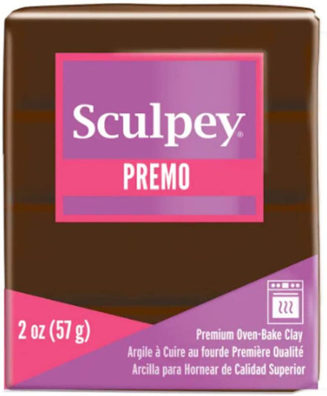 Sculpey Premo 57g Oven Bake Clay in Burnt Umber, ideal for detailed sculpting, jewelry-making, and creative projects.