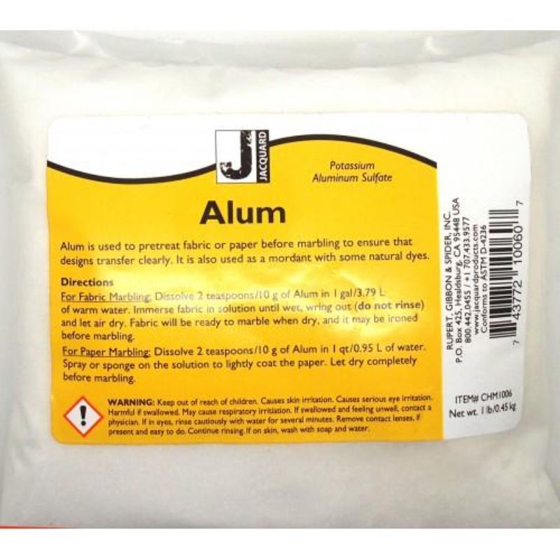 JACQUARD ALUM 450G package, ideal for marbling projects on fabric and paper, ensures clear design transfer.